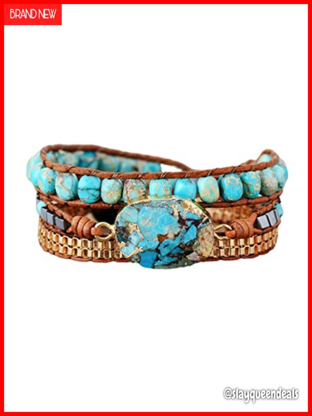 Natural Stone Wrap Bracelet 20-Inch Boho Beaded Strand Jewelry